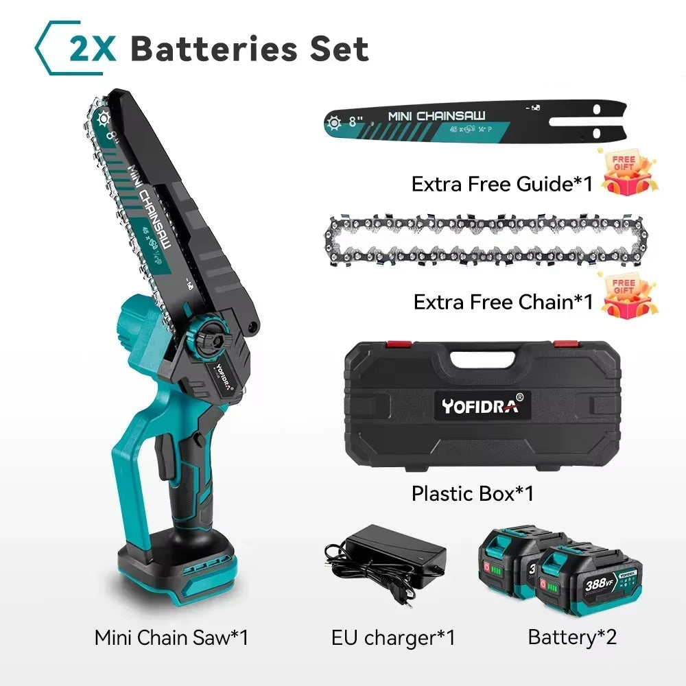 8 Inch Brushless Electric Chainsaw Cordless Efficient Rechargeable Garden Woodworking Cutting Power Tools for Makita 18V Battery