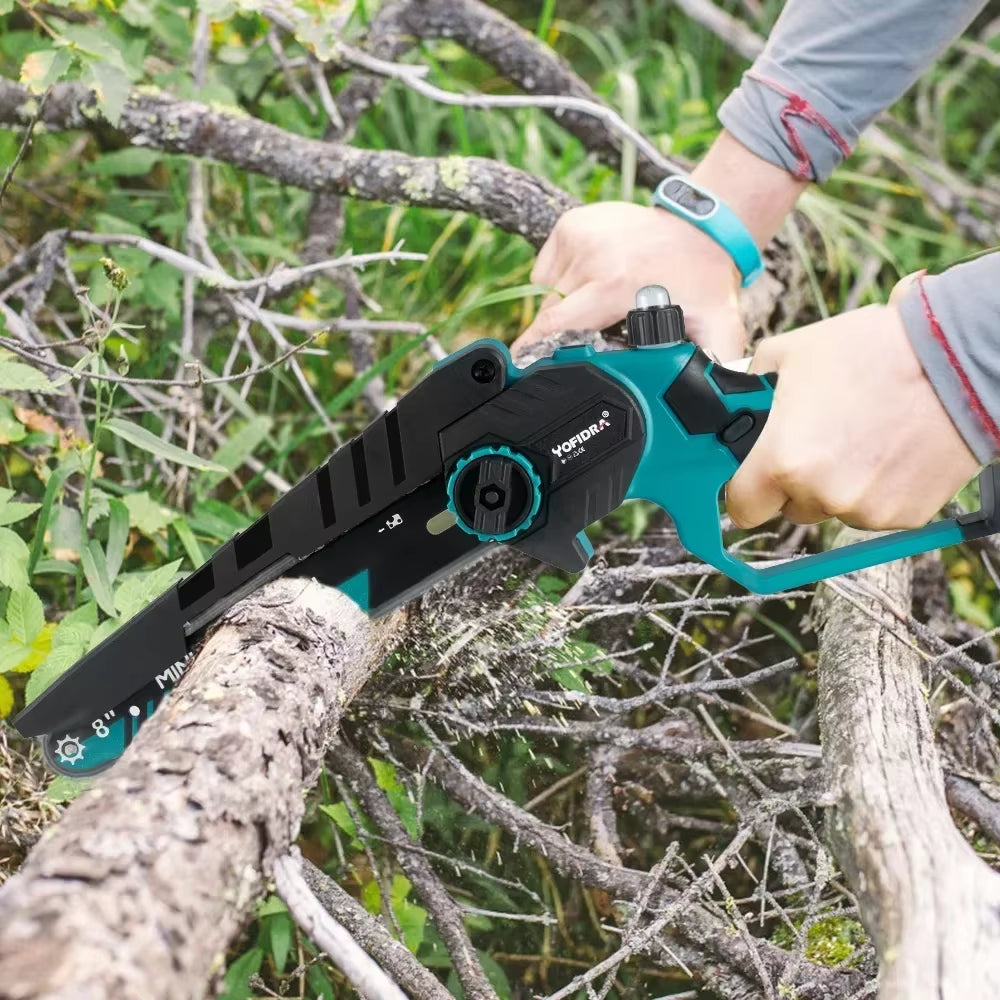 8 Inch Brushless Electric Chainsaw Cordless Efficient Rechargeable Garden Woodworking Cutting Power Tools for Makita 18V Battery