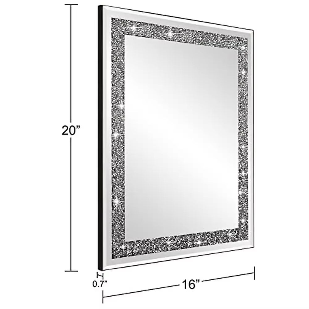 Crystal Crush Diamond Mirror 16X20 Wall Mirror Home Décor Accent Bathroom Bedroom Entryway Stunning Luxury HD Glass Décoration