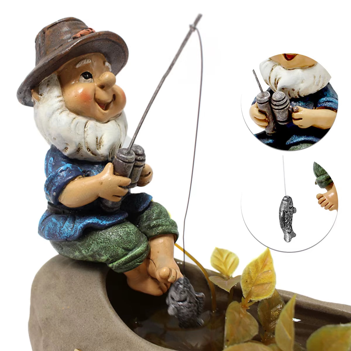 1PC Fishing Gnome Garden Gnome Statue Mini Elf Figurines Naughty Gnome Figurine Dwarf Sculpture for Lawn Yard Balcony Decoration