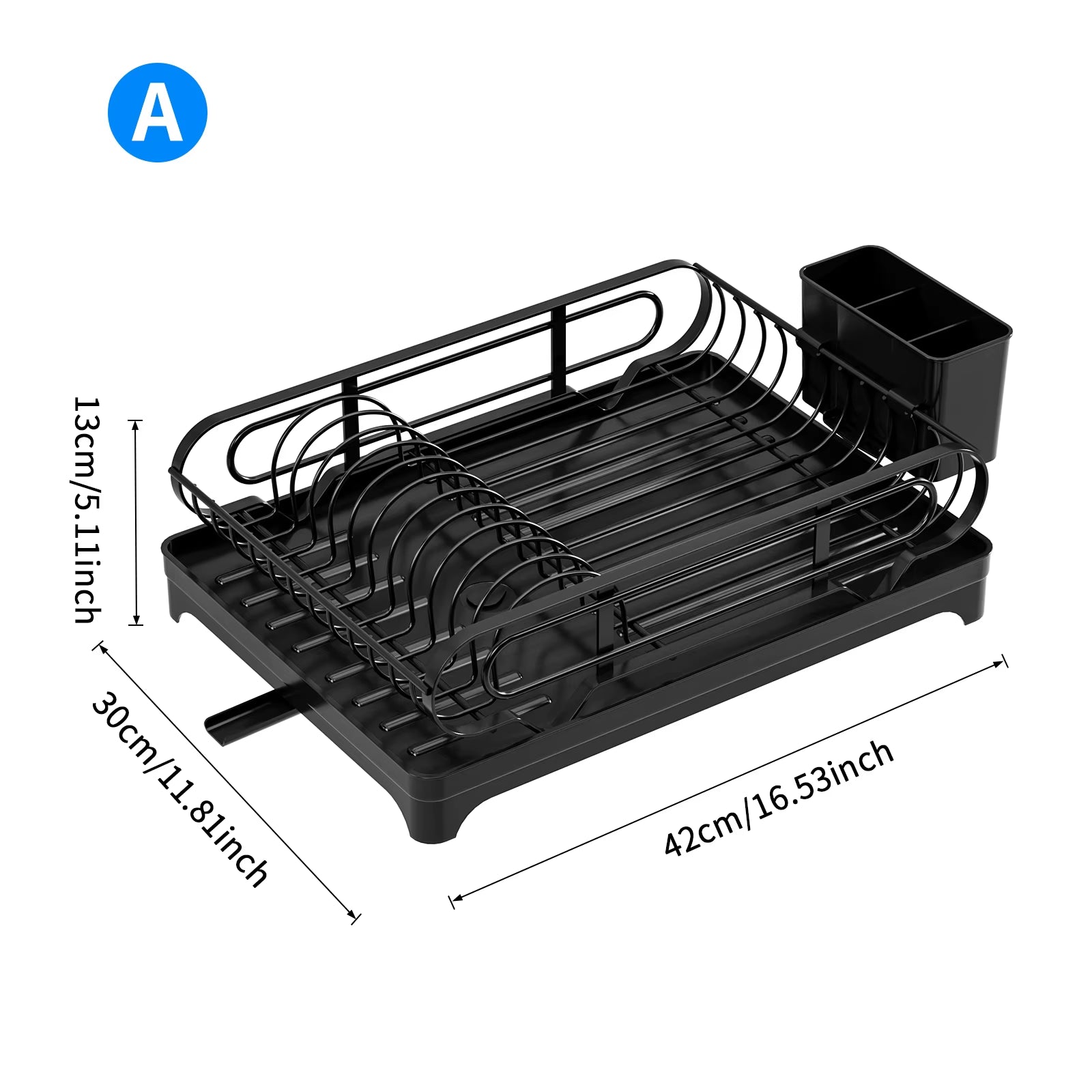 Dish Rack with Drainboard Dish Drainers for Kitchen Counter Sink Adiustable Spout in Sink Dish Strainers with Utensil Holder