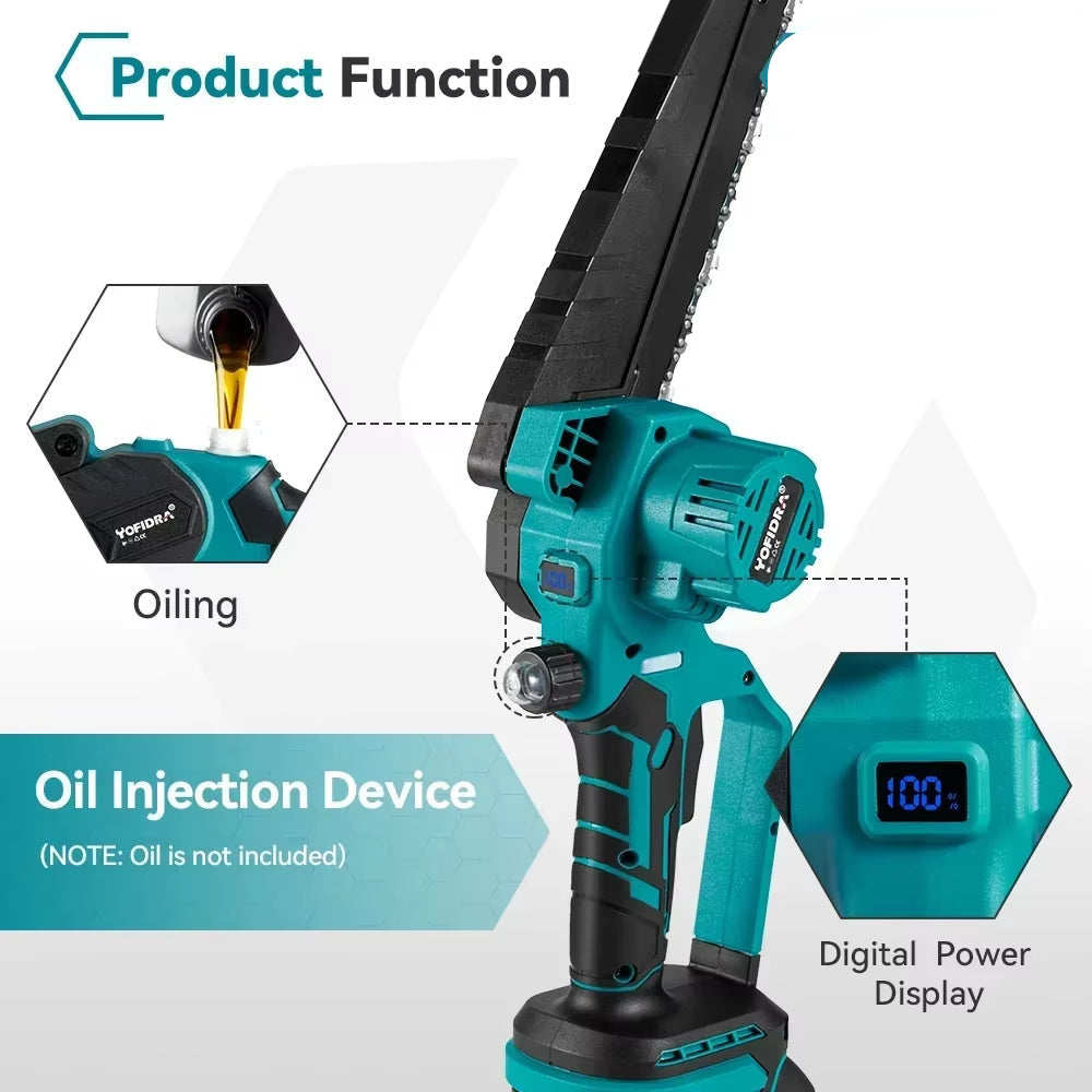 8 Inch Brushless Electric Chainsaw Cordless Efficient Rechargeable Garden Woodworking Cutting Power Tools for Makita 18V Battery