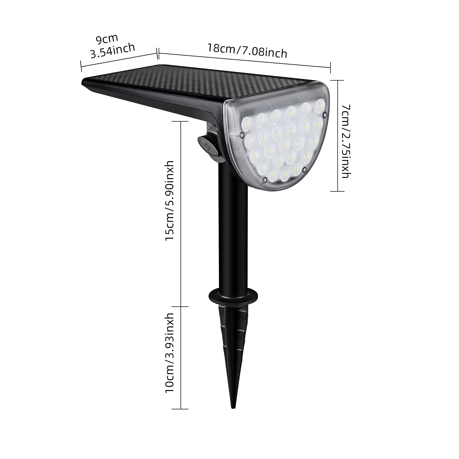 2 Pack Solar Spotlights Outdoor Warm Light 600LM, 24LED Waterproof Landscape Lights, 3-In-1 Installation, Adjustable Head