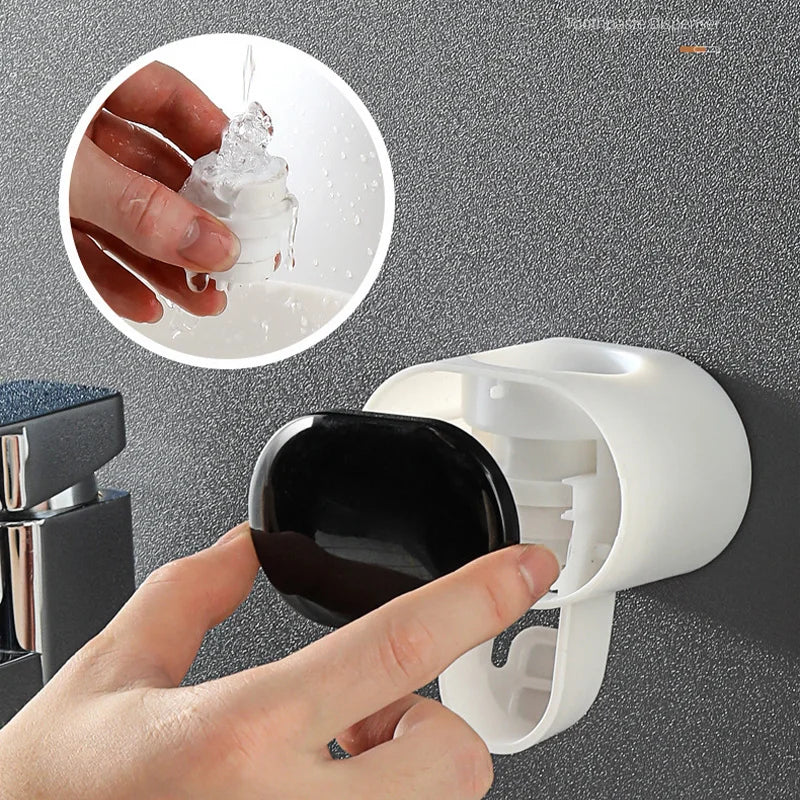 Bathroom Accessories Automatic Toothpaste Dispenser Squeezer Toothbrush Holder Dispenser Wall Mount Stand for Home Bathroom