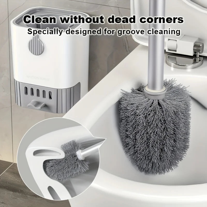 Wall-Mounted Toilet Brush No Dead Angle Cleaning Toilet Toilet Household Cleaning Brush with Drain Tray Set