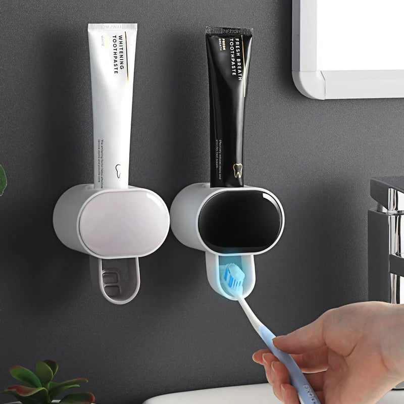 Bathroom Accessories Automatic Toothpaste Dispenser Squeezer Toothbrush Holder Dispenser Wall Mount Stand for Home Bathroom