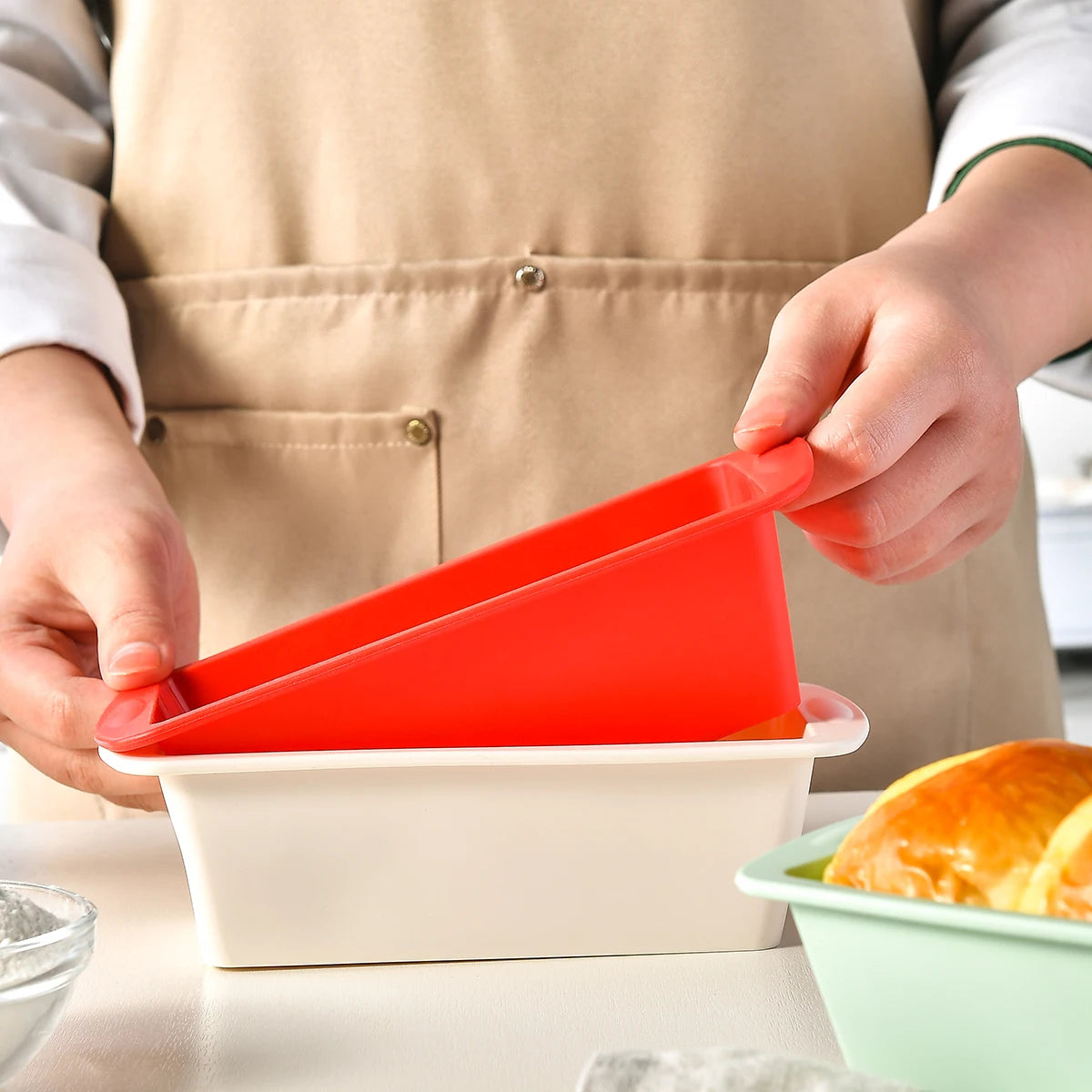 TONYSA Stampo per sapone rettangolare in silicone, scatola di legno