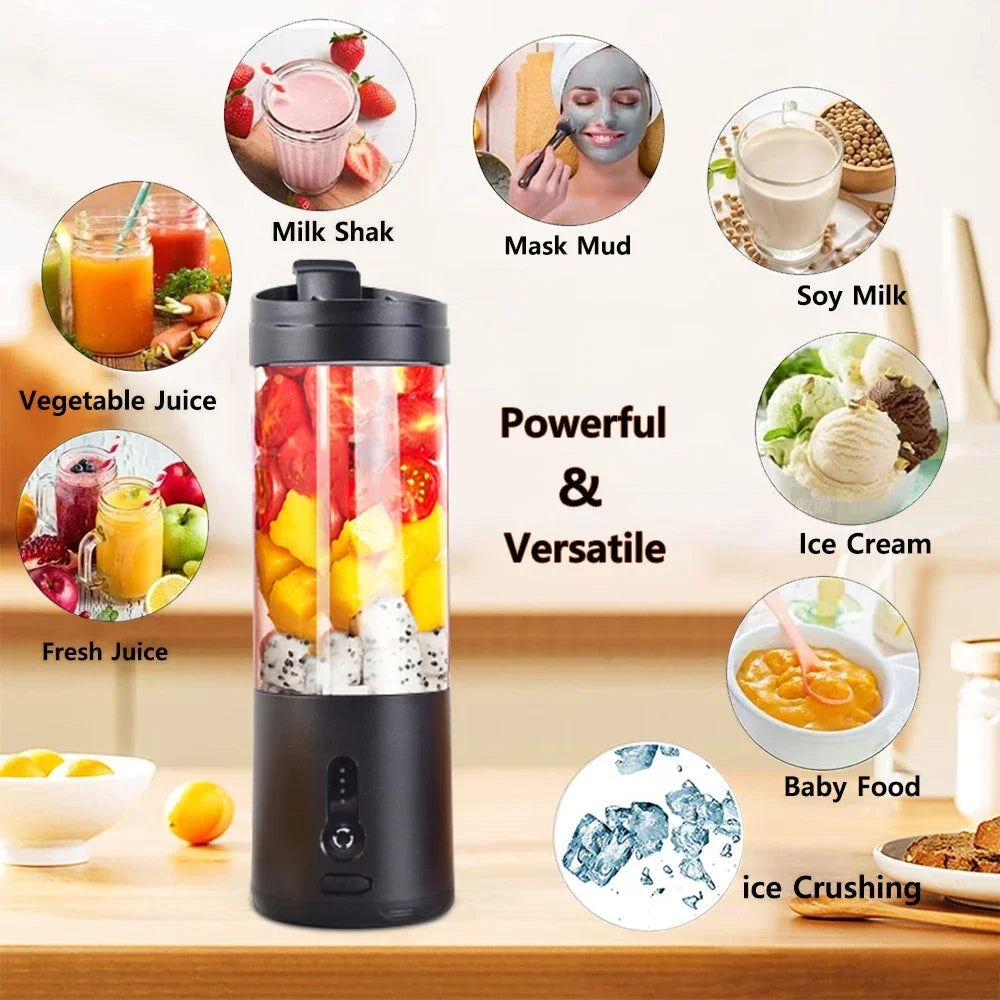 Mini Portable Blender Fruit Juicer Smoothie Orange Fresh Juice Blender Multifunction Rechargeable Portable Bottle Mixer