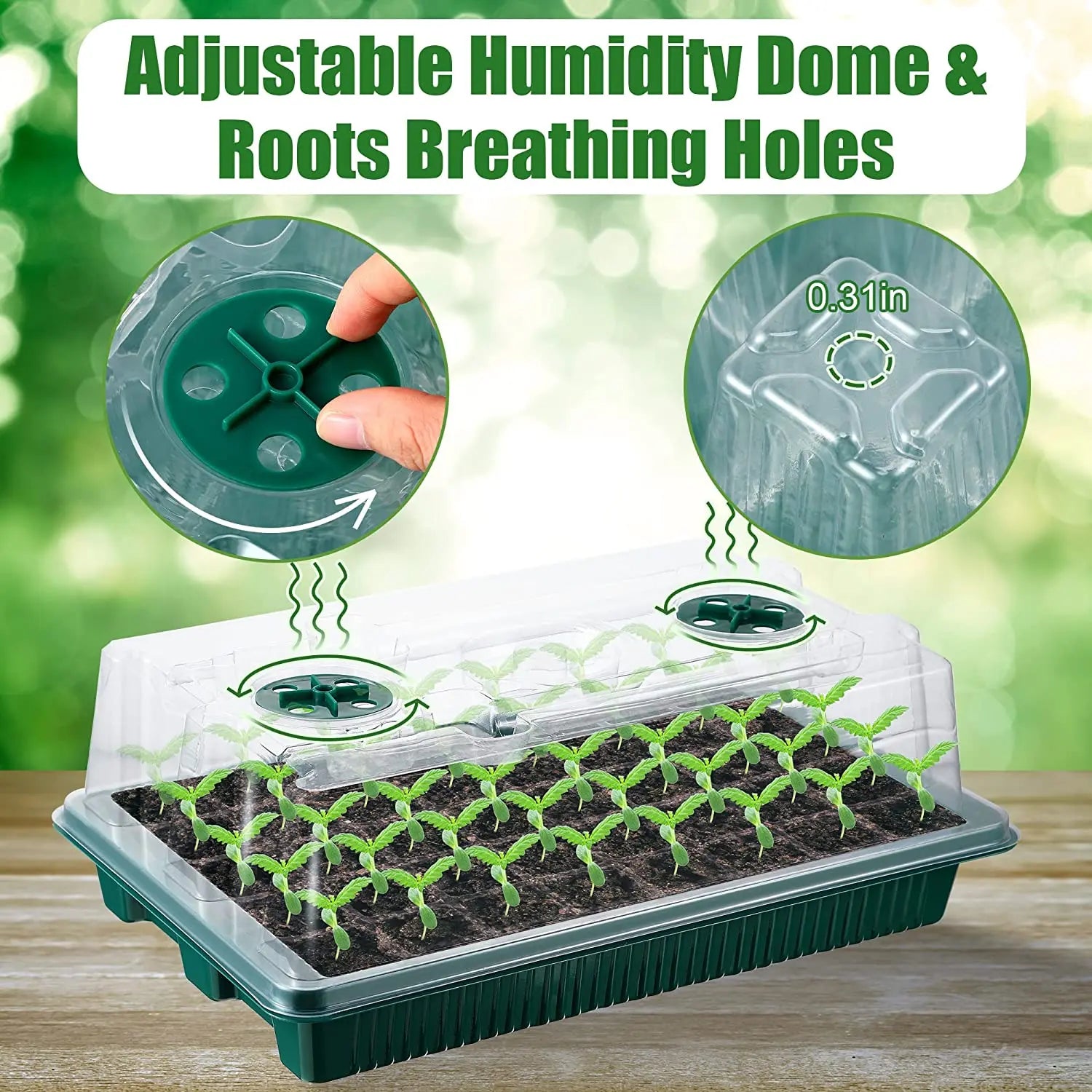 2 Packs, Seed Starter Trays with High Dome Germination Kit - 80 Cells, 4 LED Grow Lights, Smart Timer & 3 Modes for Home Gardene