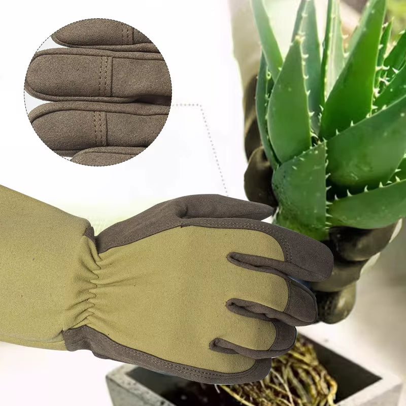 1 Pair Long Gardening Gloves Thorn Proof Garden Gloves Rose Pruning Yard Breathable Work Gloves for Digging, Planting,Pruning