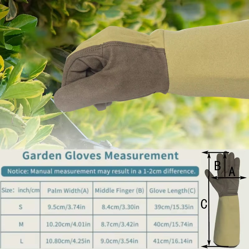 1 Pair Long Gardening Gloves Thorn Proof Garden Gloves Rose Pruning Yard Breathable Work Gloves for Digging, Planting,Pruning