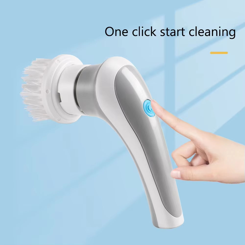 360 Degree Rotating Handheld Scrubber Brush 3 Replaceable Brush Heads Kitchen Accessories Multifunctional Electric Brush Cleaner