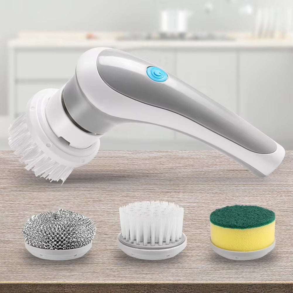 360 Degree Rotating Handheld Scrubber Brush 3 Replaceable Brush Heads Kitchen Accessories Multifunctional Electric Brush Cleaner
