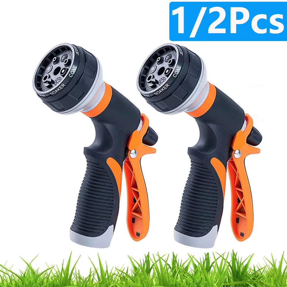 1/2Pcs Garden Hose Water Spray Gun 8 Modes Car Wash High Pressure Sprayer Watering Nozzle for Plant Lawn Yard Water Jet