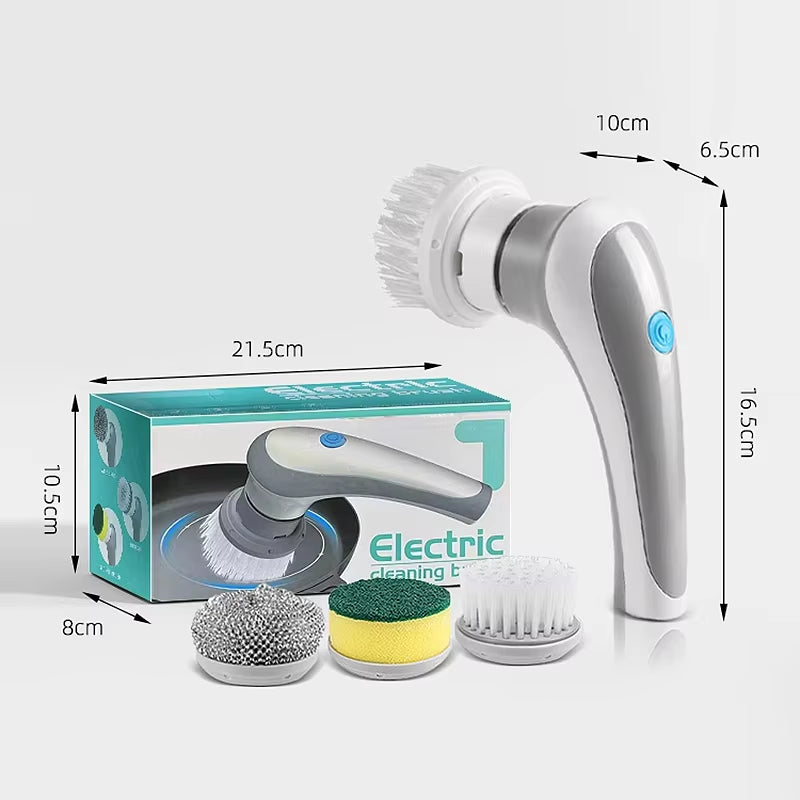 360 Degree Rotating Handheld Scrubber Brush 3 Replaceable Brush Heads Kitchen Accessories Multifunctional Electric Brush Cleaner