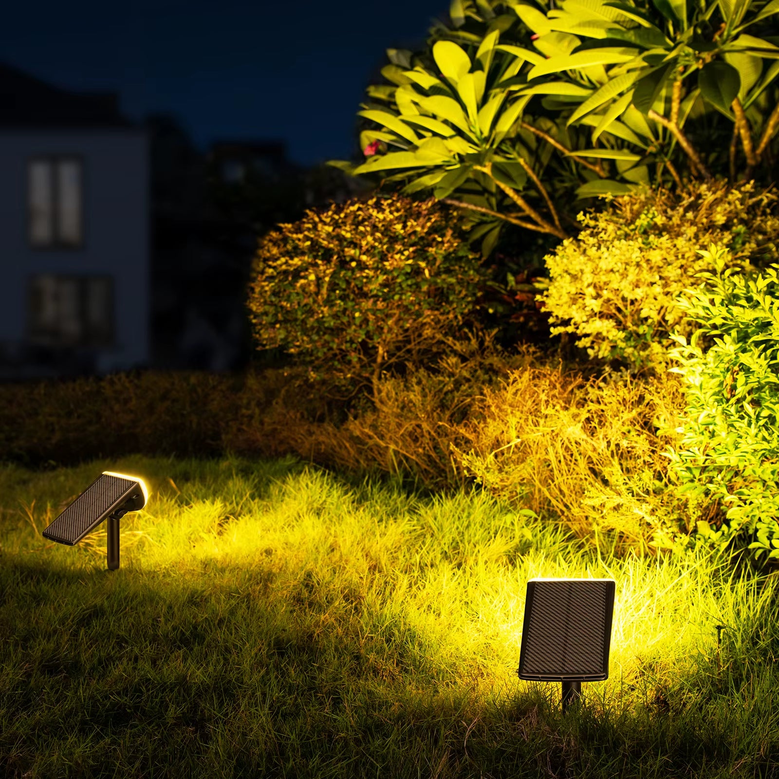 2 Pack Solar Spotlights Outdoor Warm Light 600LM, 24LED Waterproof Landscape Lights, 3-In-1 Installation, Adjustable Head