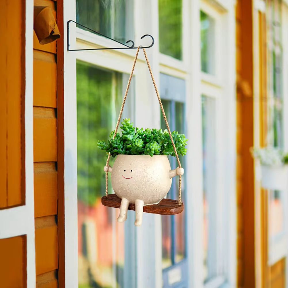 Face Head Planter Resin Swing Flower Container Creative Wall Hanging Head Planter Multifunctional Home Garden Patio Accessories