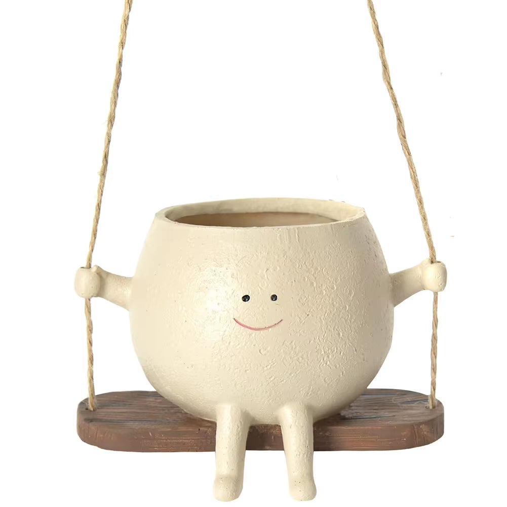 Face Head Planter Resin Swing Flower Container Creative Wall Hanging Head Planter Multifunctional Home Garden Patio Accessories